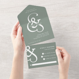 Whimsischer Ampersand | Sage Green Wedding All In One Einladung