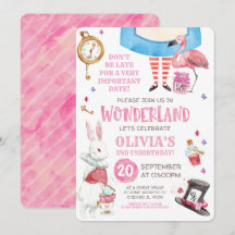 Whimsischer Aquarell Alice im Wunderland Geburtsta