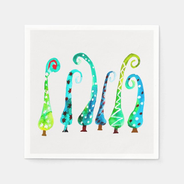 Whimsischer Aquarell Serviette (Vorderseite)