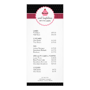 Whimsischer Bäckerei Cupcake Pink Rack Cards Werbekarte