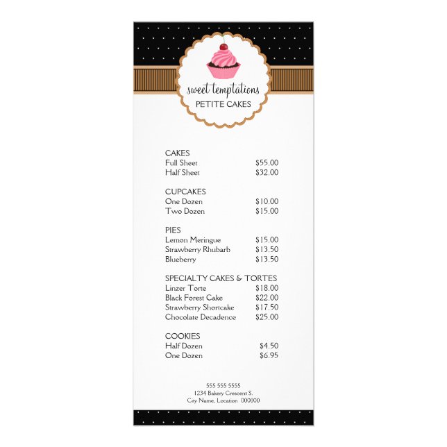 Whimsischer Bäckerei Cupcake Taupe Rackkarten Werbekarte (Vorne)