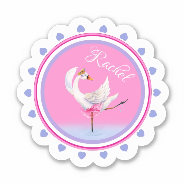 Whimsischer Ballettschwanz rosa personalisiert Aufkleber (Vorderseite)