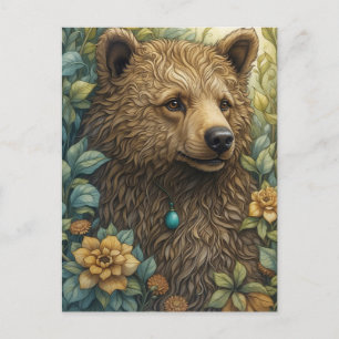 Whimsischer Bär im Wald Postkarte