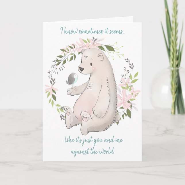 Whimsischer Bär und Bird You and Me Romantic Karte (Vorderseite)