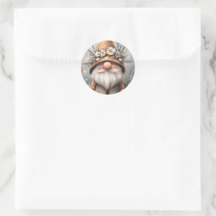 Whimsischer Blume Gnome: Adorable Water Color Art Runder Aufkleber