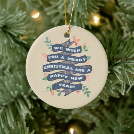Whimsischer Blumenbanner Weihnachtsbanner Foto Url Keramik Ornament