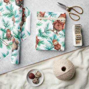 Whimsischer Blumenbären Geschenkpapier