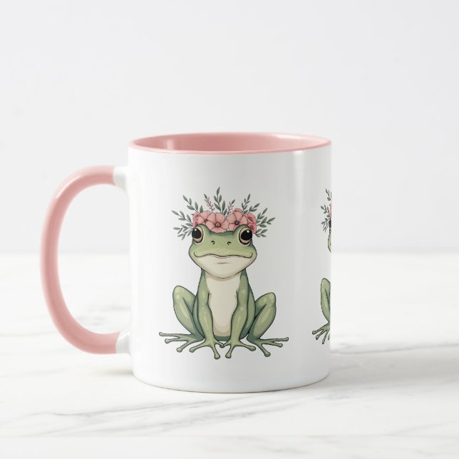 Whimsischer Blumenfrosch Kernkunst Tasse (Links)