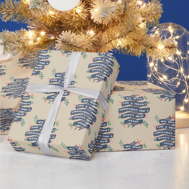 Whimsischer Blumenweihnachtsbanner Geschenkpapier (Feiertage)