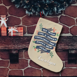 Whimsischer Blumenweihnachtsbanner Kleiner Weihnachtsstrumpf