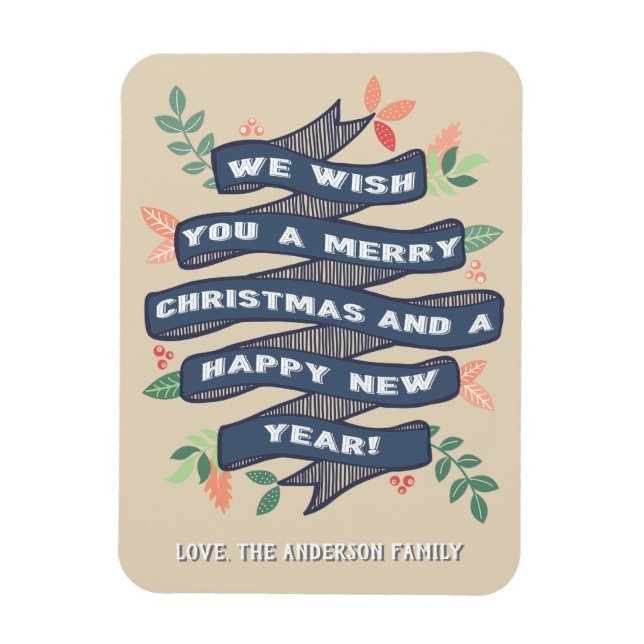 Whimsischer Blumenweihnachtsbanner Magnet (Vertikal)