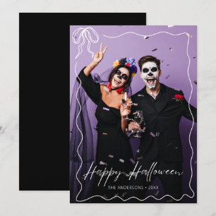 Whimsischer Bogenrahmen Frohes Halloween-Foto Karte