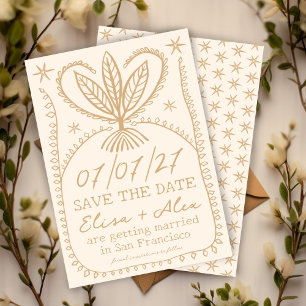 Whimsischer Boho-Rahmen Elegant SAVE THE DATE INDI