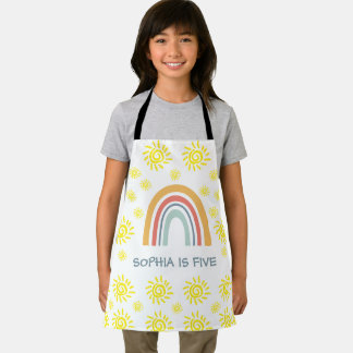 Whimsischer Boho-Regenbogen und Sonne 5. Geburtsta Schürze