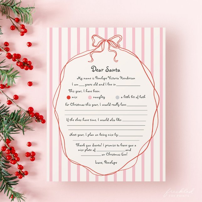 Whimsischer Brief an den Weihnachtsmann für Kinder (Whimsical Dear Santa Letter for Kids)
