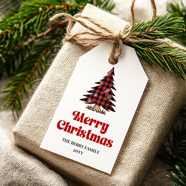 Whimsischer Büffel-Baum-Geschenkanhänger festliche Geschenkanhänger (Whimsical buffalo tree gift tag festive accent

)