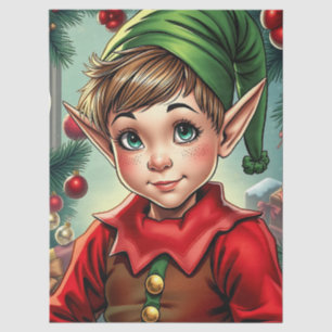 Whimsischer Cartoon-Elf Weihnachten Seidenpapier