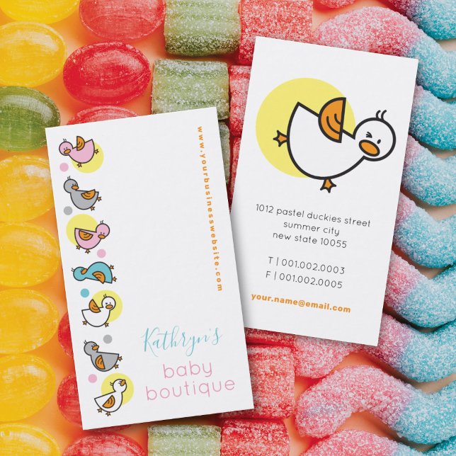 Whimsischer Cartoon Farbige Pastelle Baby Duckies Visitenkarte (Von Creator hochgeladen)