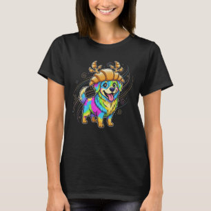 Whimsischer Cartoon-Hund-Croissant-Hut Vibrantes D T-Shirt