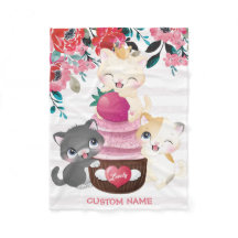 Whimsischer Cartoon Katzen Erdbeere Cupcake