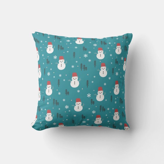 Whimsischer Cartoon Snowmen im Winter Kissen (Vorderseite)