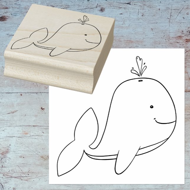 Whimsischer Cartoon Whale Kontur Gummi Briefmarke Gummistempel (Get Crafty and Make a Splash with a Cute Whale Cartoon Rubber Art Stamp! 🐋🎨)