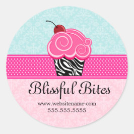Whimsischer Cherry Cupcake Bäckerei Box Siegel Runder Aufkleber