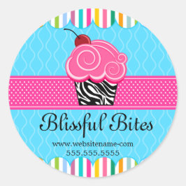 Whimsischer Cherry Cupcake Bäckerei Box Siegel Runder Aufkleber
