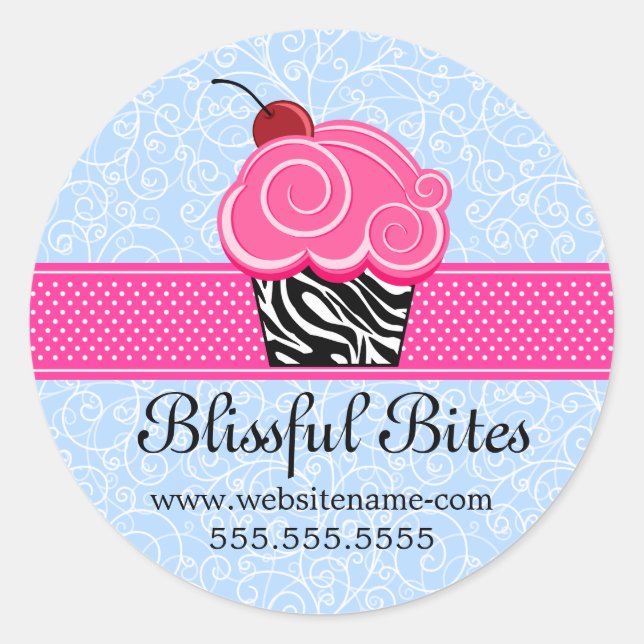 Whimsischer Cherry Cupcake Bäckerei Box Siegel Runder Aufkleber (Vorderseite)