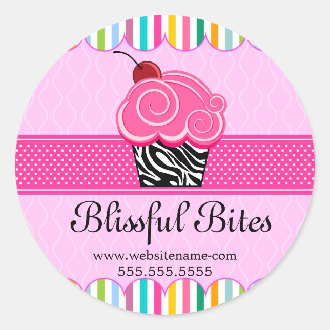 Whimsischer Cherry Cupcake Bäckerei Box Siegel Runder Aufkleber (Vorderseite)