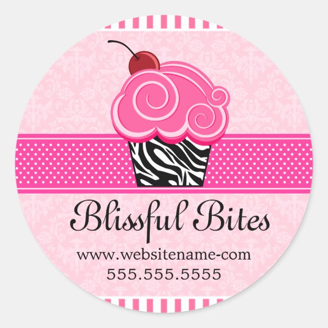 Whimsischer Cherry Cupcake Bäckerei Box Siegel Runder Aufkleber (Vorderseite)