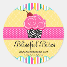 Whimsischer Cherry Cupcake Bäckerei Box Siegel Runder Aufkleber