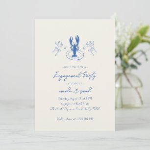 Whimsischer Cocktail & Lobster-Engagement Einladung