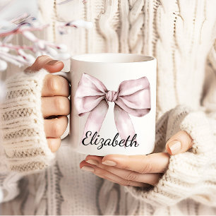 Whimsischer Coquette rosa Bug Personalisiert Name Kaffeetasse