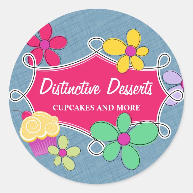 Whimsischer Cupcake Floral Backbox Siegel Runder Aufkleber (Vorderseite)