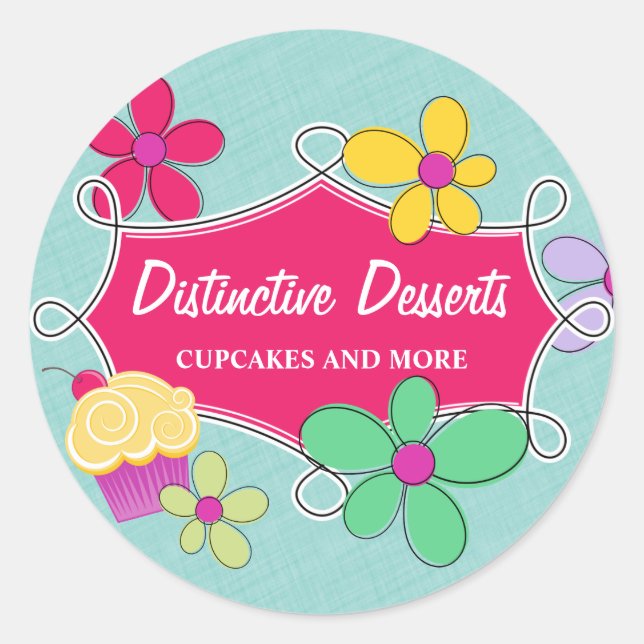 Whimsischer Cupcake Floral Backbox Siegel Runder Aufkleber (Vorderseite)