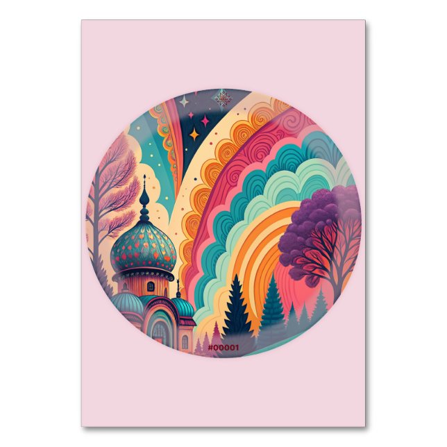 Whimsischer Dome auf der Blush Table Card - Anpass Tischnummer (Vorderseite)