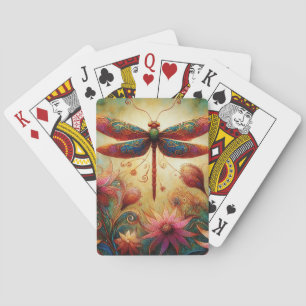 Whimsischer Drachenfliege Abstrakte Kunst Aquamari Spielkarten