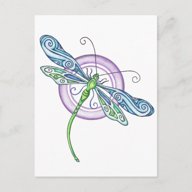 Whimsischer Dragonfly Postkarte (Vorderseite)