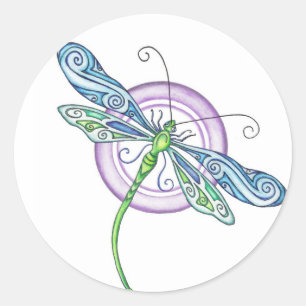 Whimsischer Dragonfly Runder Aufkleber