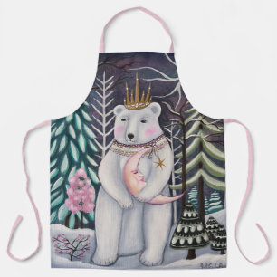 Whimsischer Eisbär und Mondwinterkunst Schürze