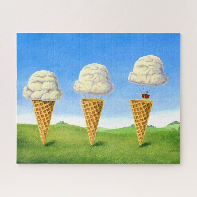 Whimsischer Eiscreme Cone Heißluftballon Kunst (Horizontal)
