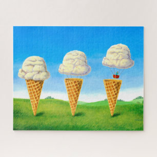 Whimsischer Eiscremekegel-Heißluftballon-Kunst