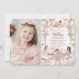 Whimsischer Fairies Geburtstag Blumengarten Bild Einladung