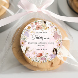 Whimsischer Fairies Geburtstagsblumengarten Wiese Runder Aufkleber