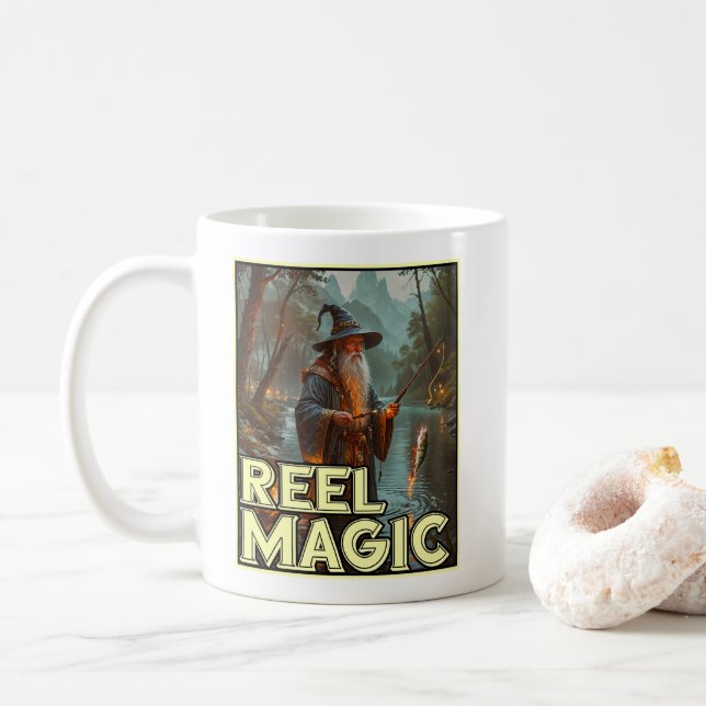 Whimsischer Fischereiassistent Kaffeetasse (Mit Donut)