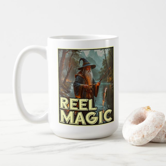 Whimsischer Fischereiassistent Kaffeetasse (Mit Donut)