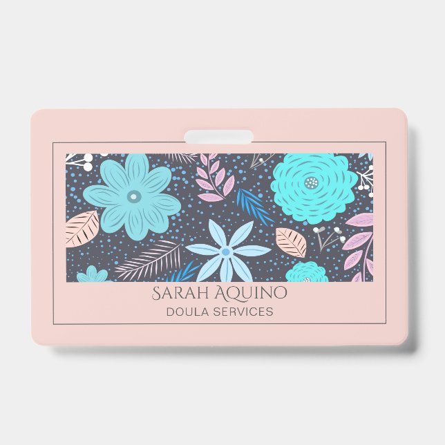 Whimsischer Floral Doula oder Midfrau Ausweis (Vorderseite)