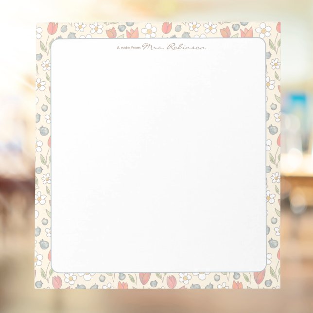 Whimsischer, florale personalisierter Notizblock f (Personalized Notepad for Teachers)