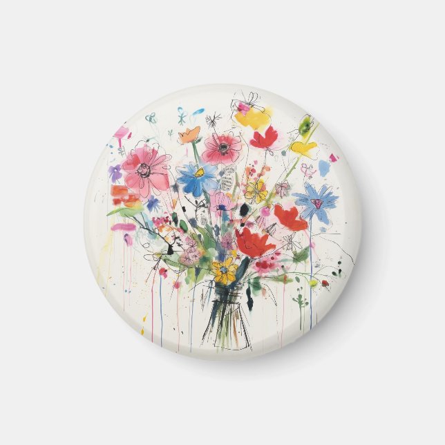 Whimsischer floraler, blumiger Magnet (Vorne)